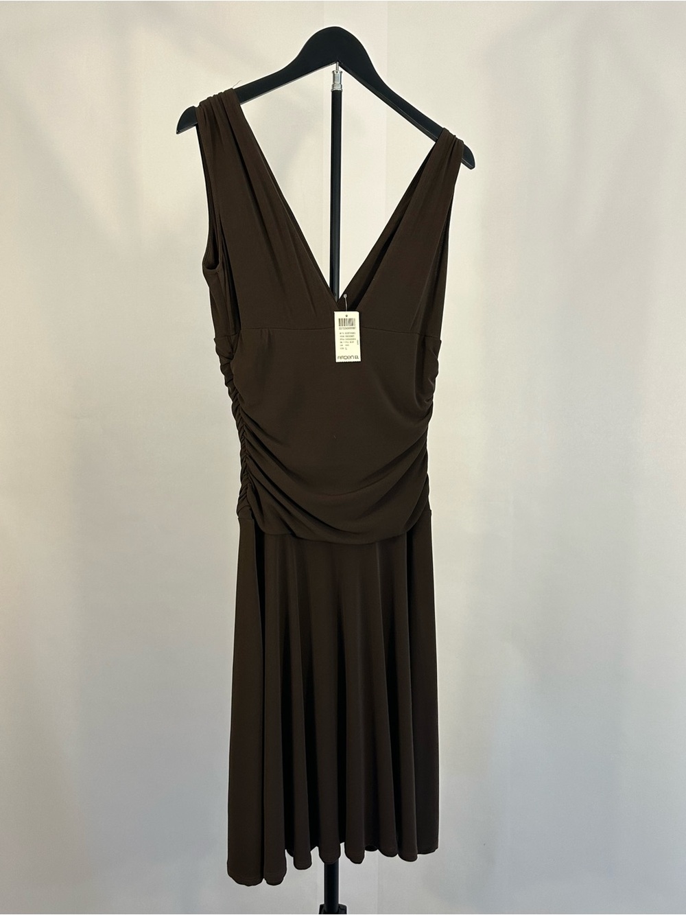 Arden B Dark Brown V-Neck Sleeveless Midi Dress